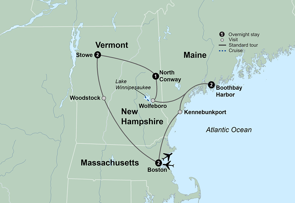 tourhub | Collette | Colors of New England featuring Coastal Maine | 13224 | Route Map