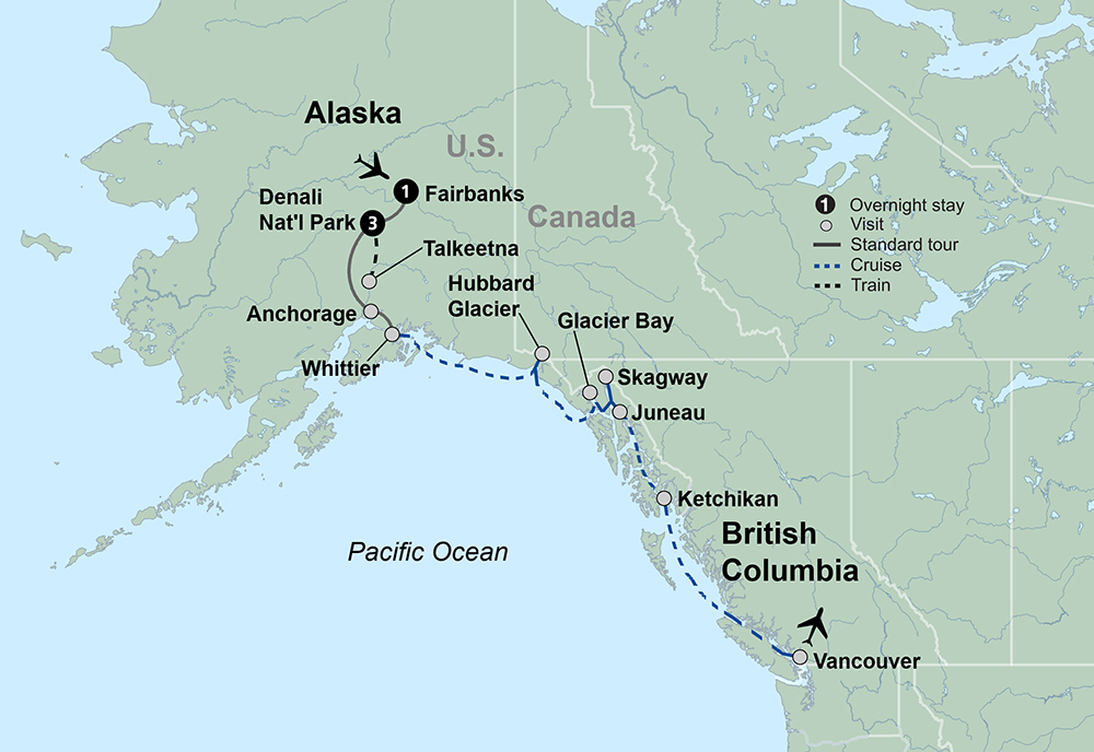 Tour Alaska Discovery Land & Cruise featuring a 7night Princess