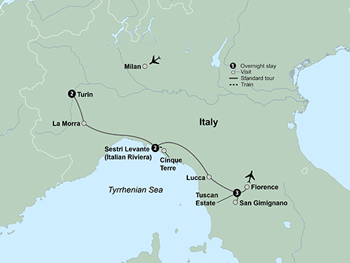 tourhub | Collette | Tuscany & the Italian Riviera | 13449 | Route Map