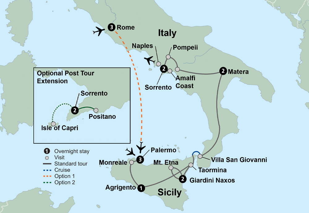 Tour Southern Italy & Sicily featuring Taormina, Matera and the