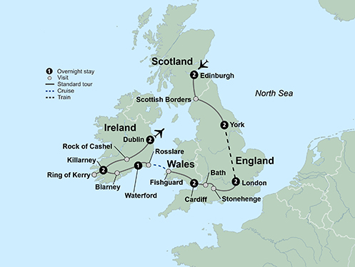 Exploring Britain and Ireland Itinerary Map