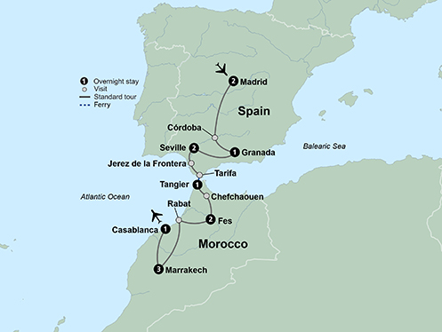 Spain & Morocco Itinerary Map
