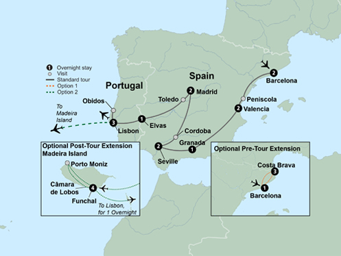 Spain's Classics & Portugal Itinerary Map
