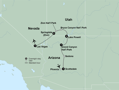 Canyon Country Itinerary Map