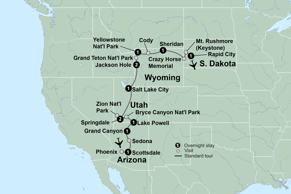 tourhub | Collette | National Parks of America  | 14652 | Route Map