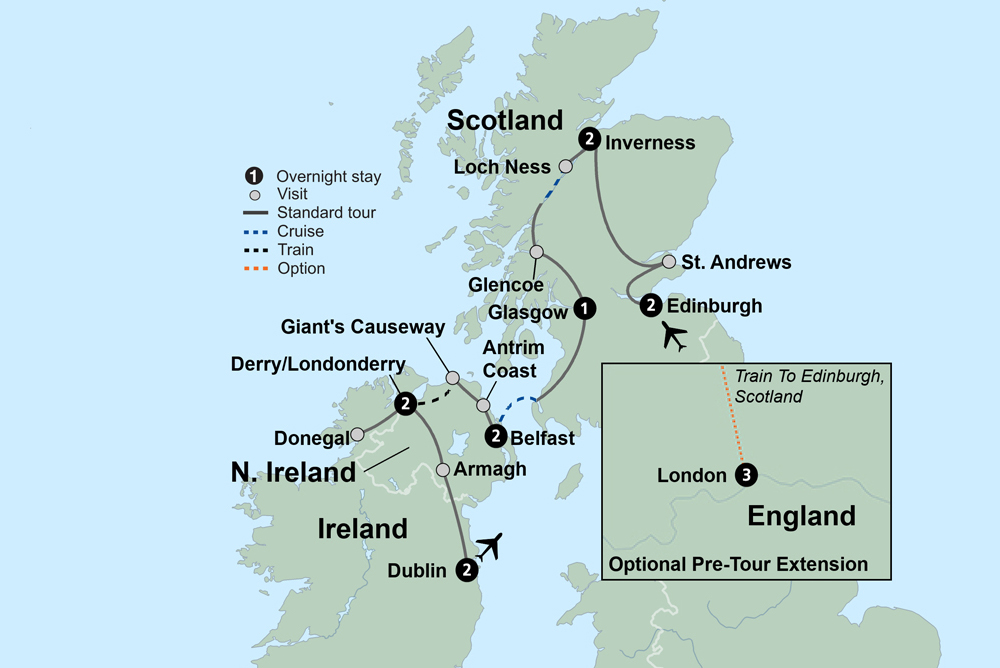 tourhub | Collette | Exploring Scotland & Ireland  | Tour Map