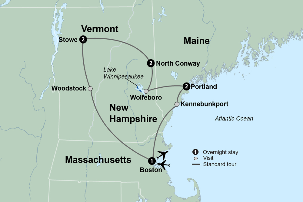 Colors of New England Itinerary Map