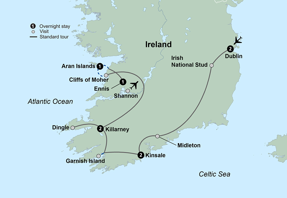 Countryside of the Emerald Isle Itinerary Map