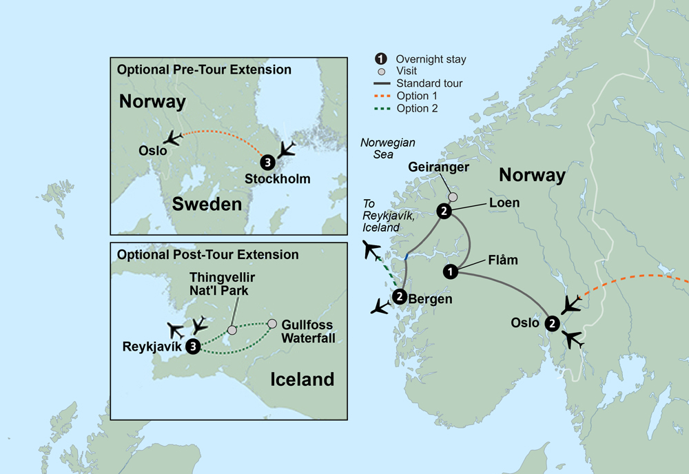 tourhub | Collette | Highlights of Norway  | Tour Map