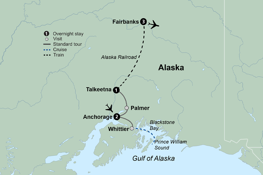 Alaska's Northern Lights Itinerary Map