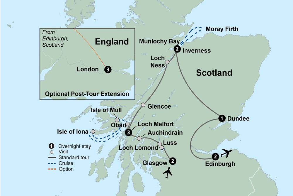 tourhub | Collette | Scotland: Land of Lore & Legend  | Tour Map