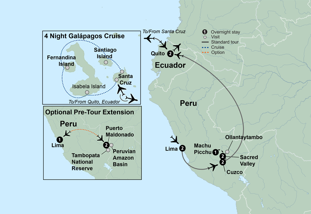 Peru & Galapagos by Yacht Itinerary Map