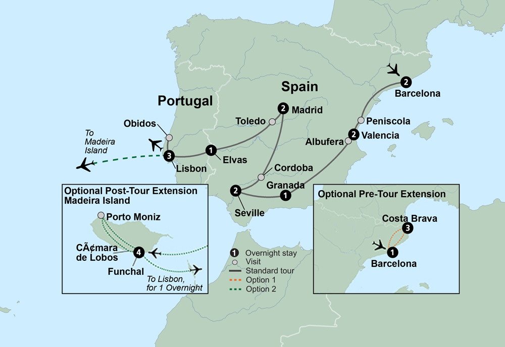 Spain's Classics & Portugal Itinerary Map