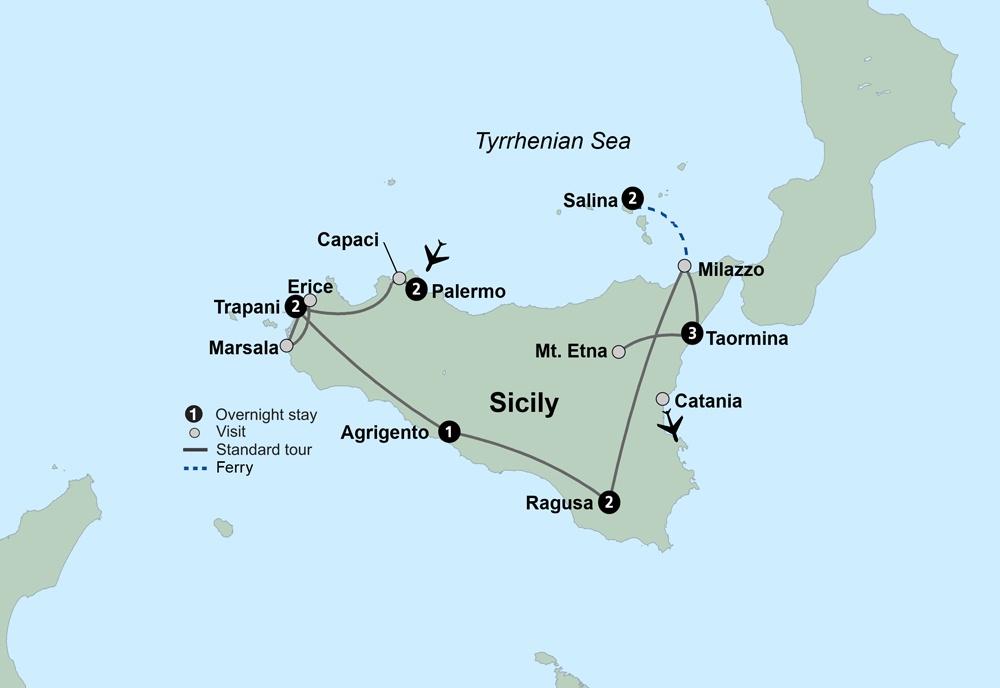 tourhub | Collette | Sicily and Its Isles  | Tour Map