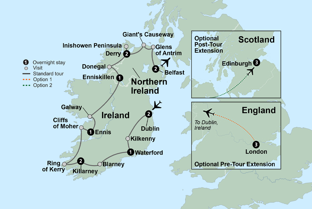 tourhub | Collette | Shades of Ireland featuring Northern Ireland | Tour Map