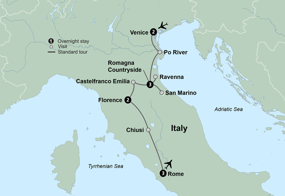 Best of Italy Itinerary Map