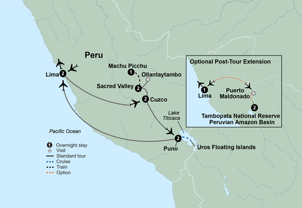 tourhub | Collette | Peru: Machu Picchu and Lake Titicaca  | Tour Map