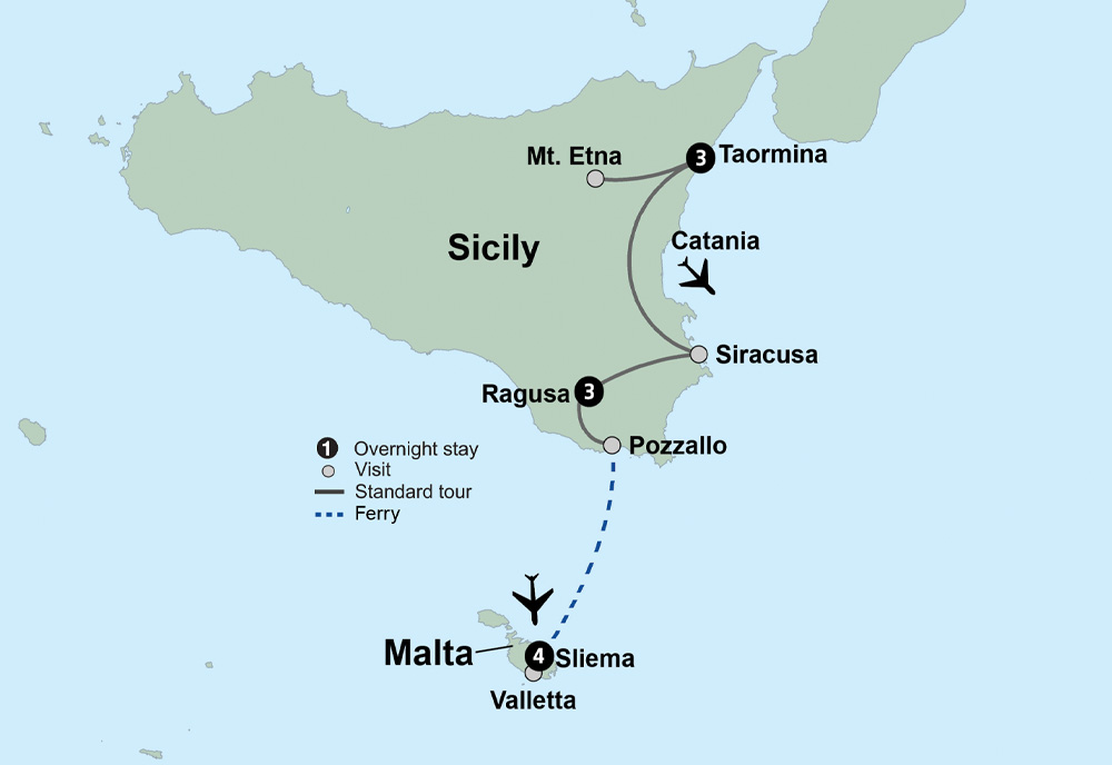 tourhub | Collette | Old World Sicily & Malta  | Tour Map