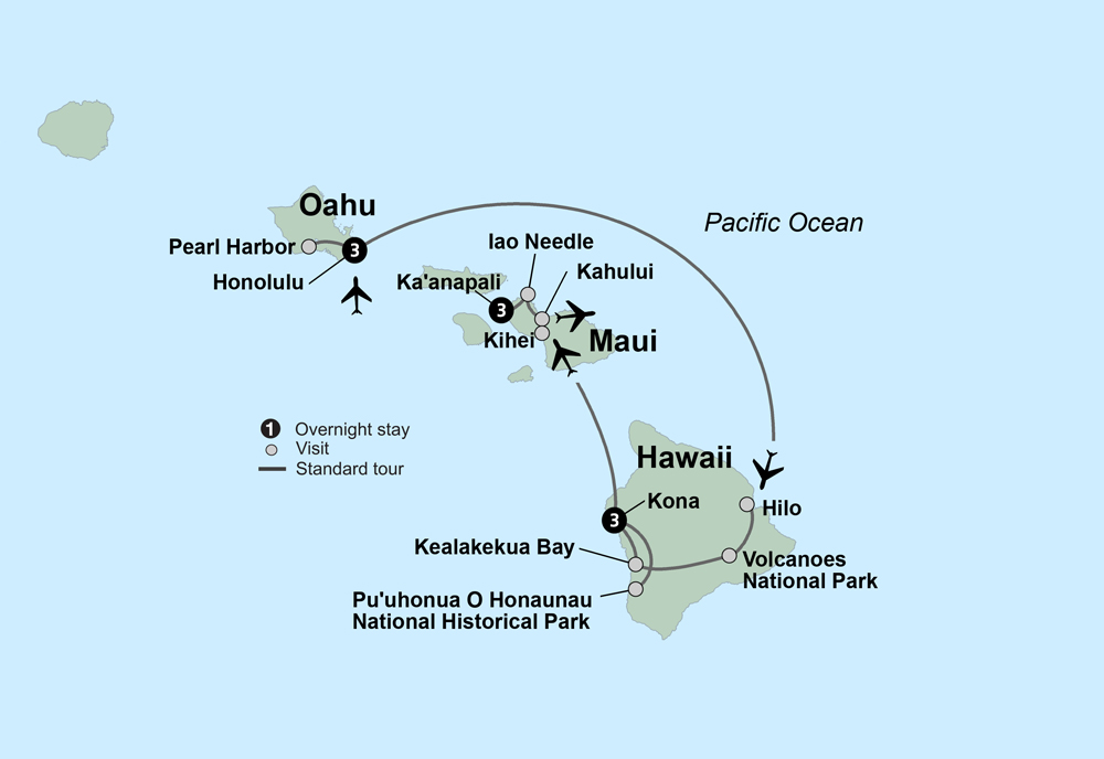 Hawaiian Adventure Itinerary Map