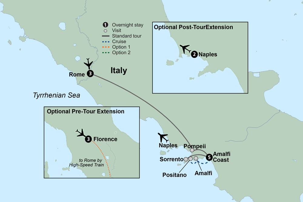 tourhub | Collette | Rome & the Amalfi Coast  | Tour Map