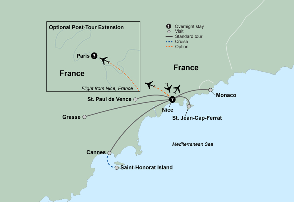 Spotlight on the French Riviera Itinerary Map
