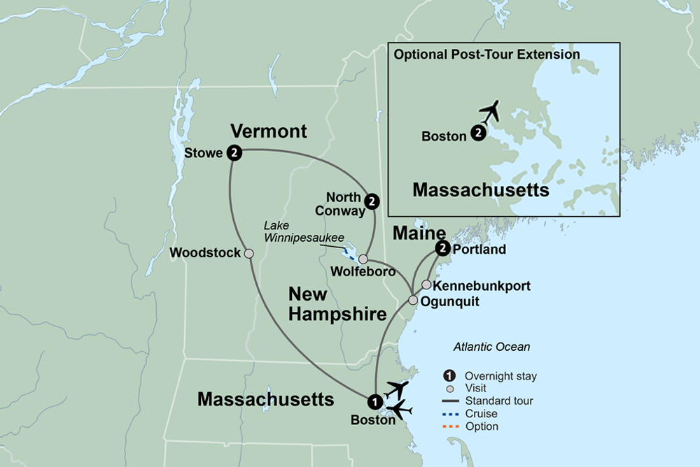 Colors of New England Itinerary Map