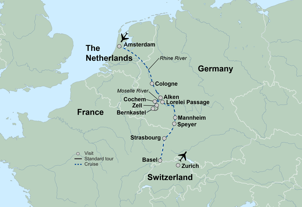 Magical Rhine & Moselle Rivers Itinerary Map