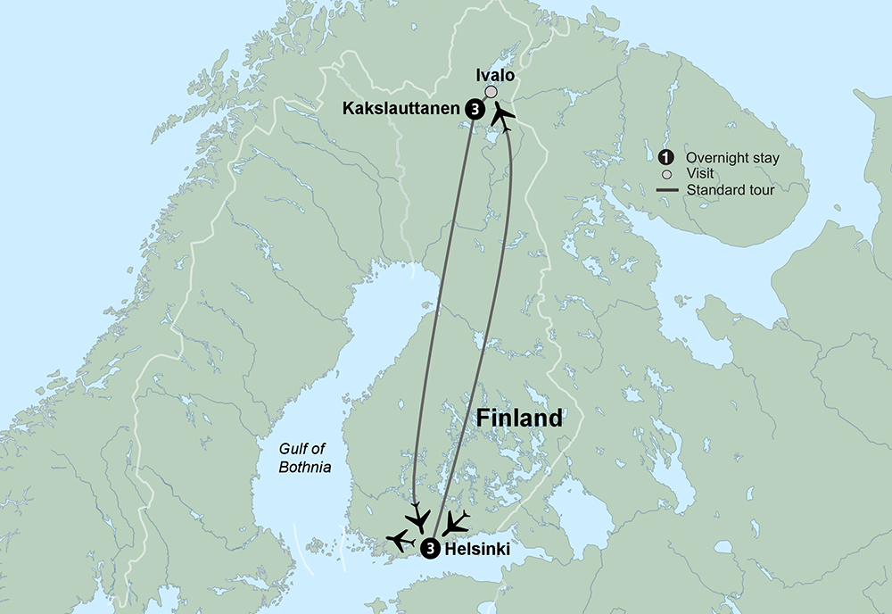 The Northern Lights of Finland Itinerary Map