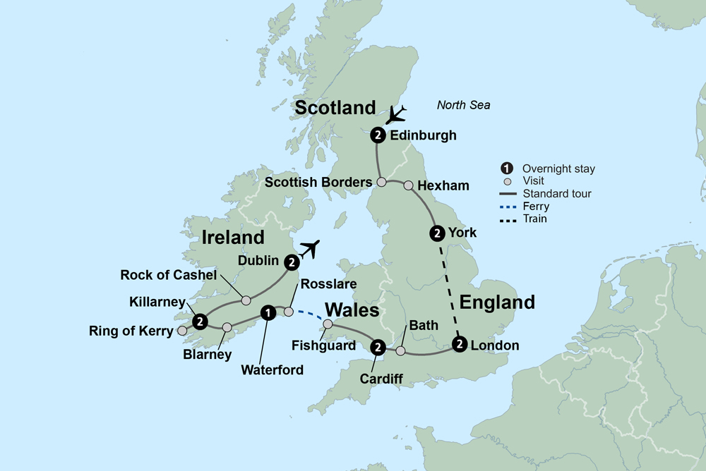 Exploring Britain and Ireland Itinerary Map