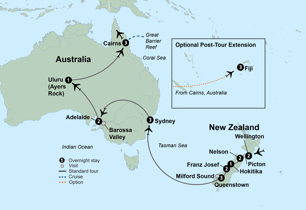 tourhub | Collette | Australia and New Zealand Uncovered  | Tour Map