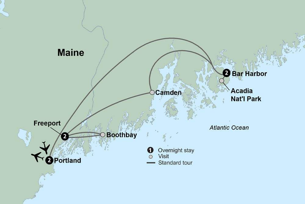 Roaming Coastal Maine Itinerary Map