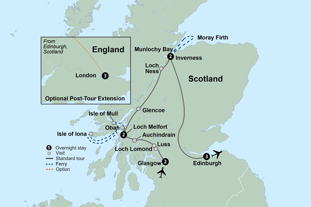 tourhub | Collette | Scotland: Land of Lore & Legend  | Tour Map