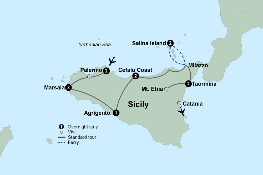 tourhub | Collette | Sicily and Its Isles  | Tour Map