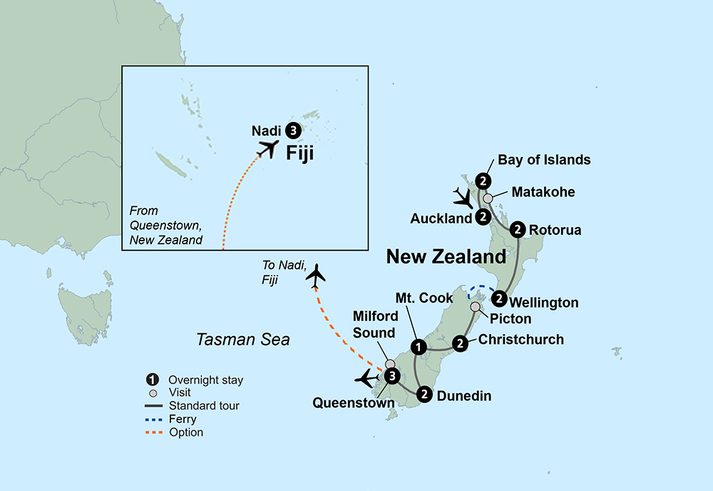 Exploring New Zealand's Wonders Itinerary Map