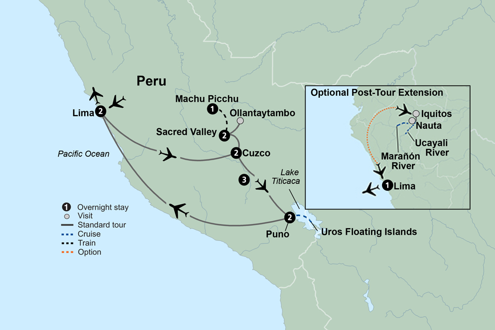 tourhub | Collette | Peru: Machu Picchu and Lake Titicaca  | Tour Map