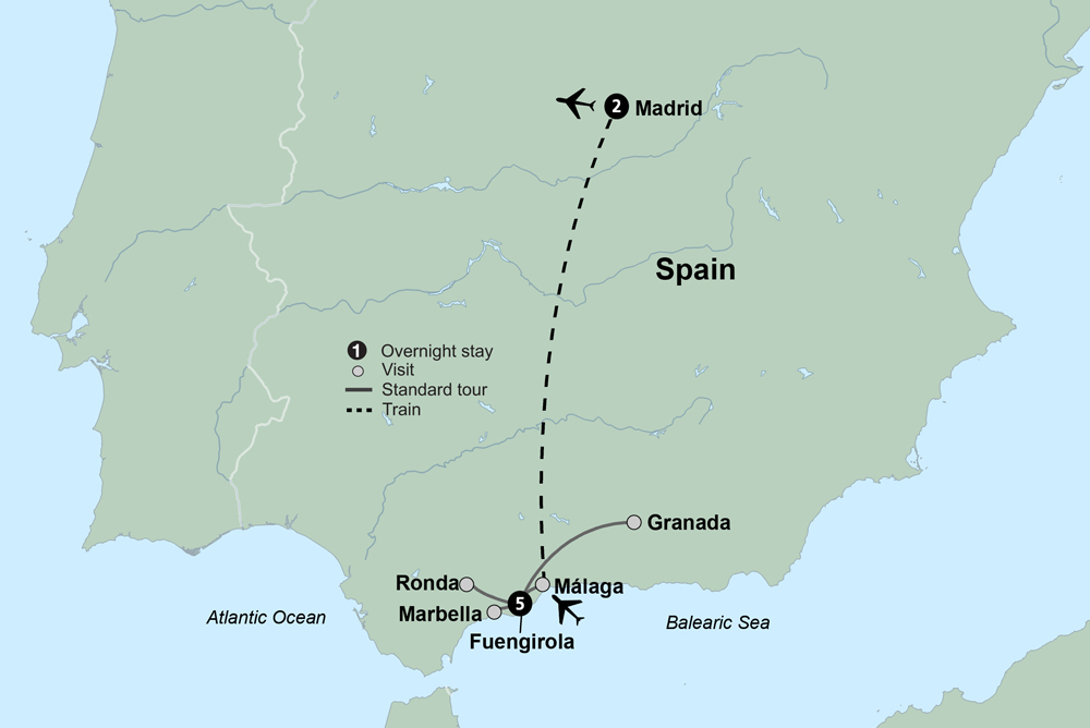 Spain's Costa del Sol & Madrid Itinerary Map