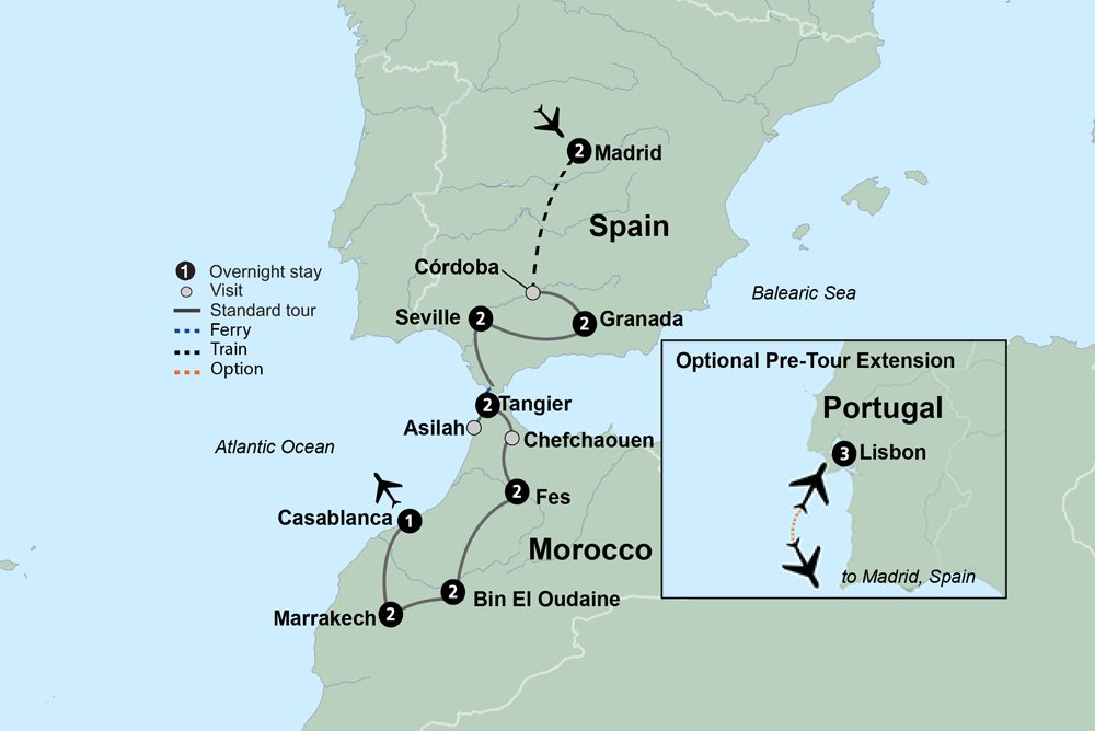 tourhub | Collette | Spain to Morocco: A Cultural Journey  | Tour Map