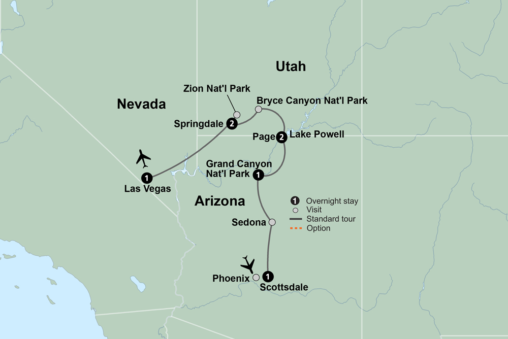 Canyon Country Itinerary Map