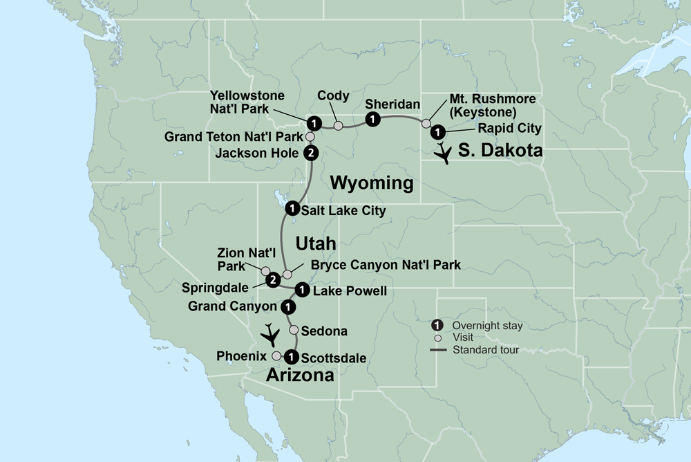 National Parks Itinerary Map