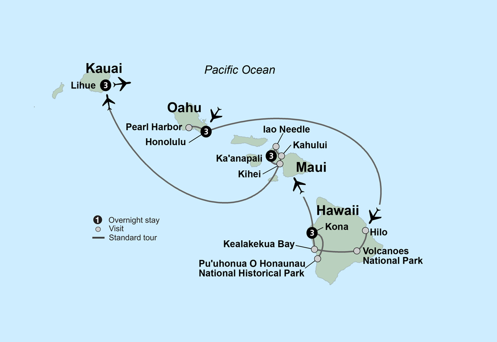 Hawaiian Adventure Itinerary Map