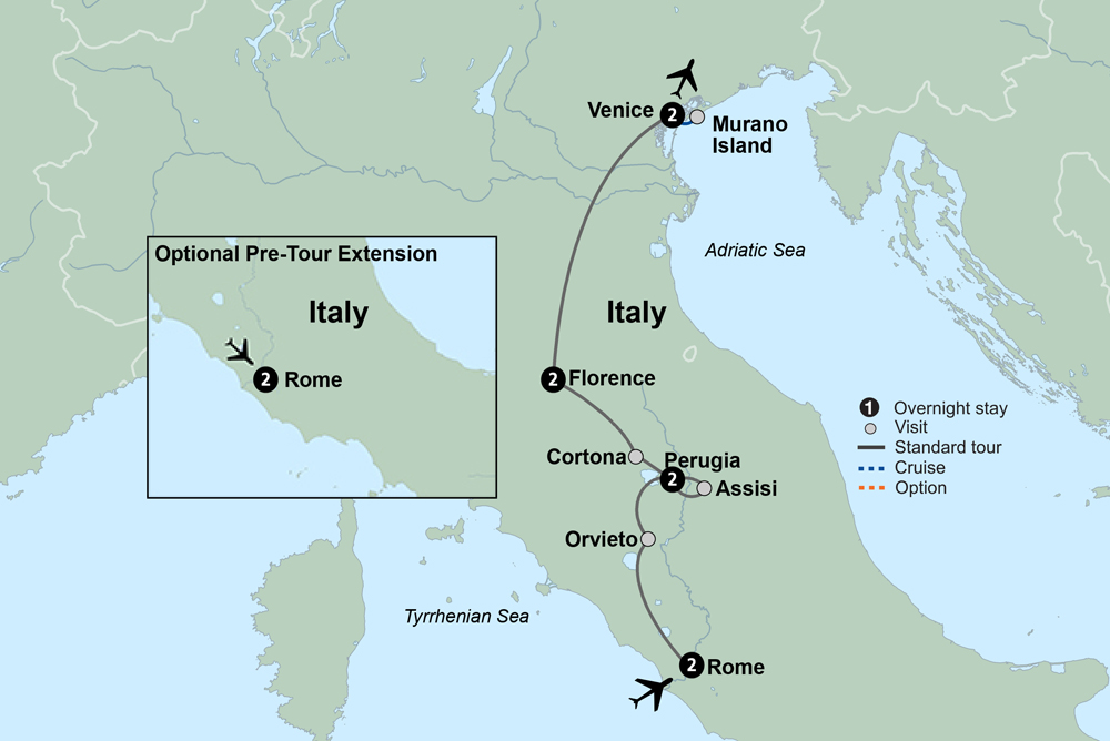 Reflections of Italy Itinerary Map