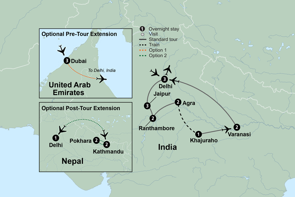 Mysteries of India Itinerary Map