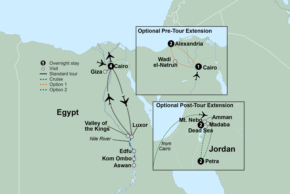 Treasures of Egypt Itinerary Map
