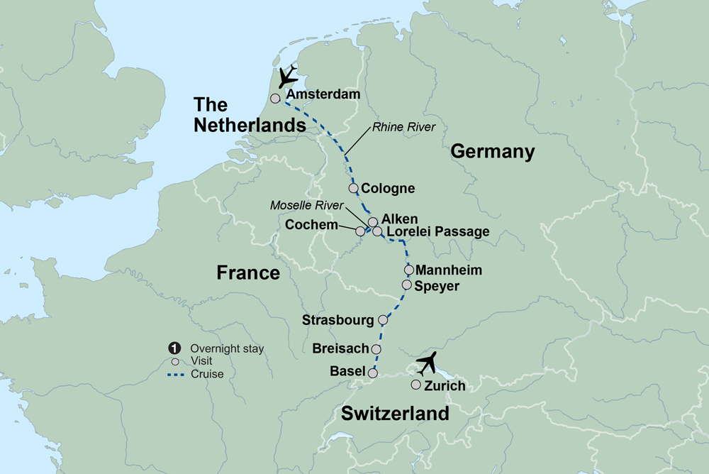 Magical Rhine & Moselle Rivers Itinerary Map