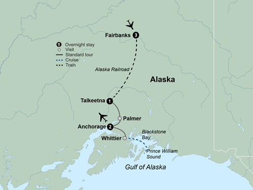 Alaska's Northern Lights Itinerary Map