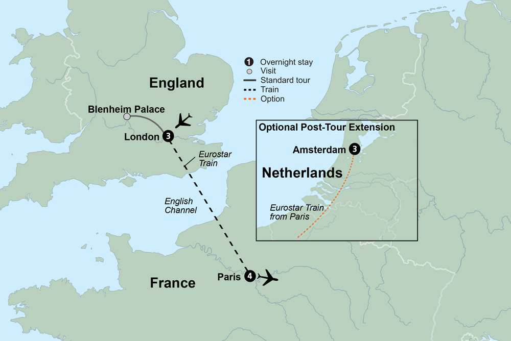 Map of London & Paris Holiday from Collette