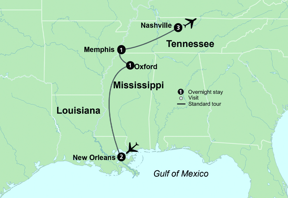 America's Music Cities Holiday featuring New Orleans, Memphis & Nashville