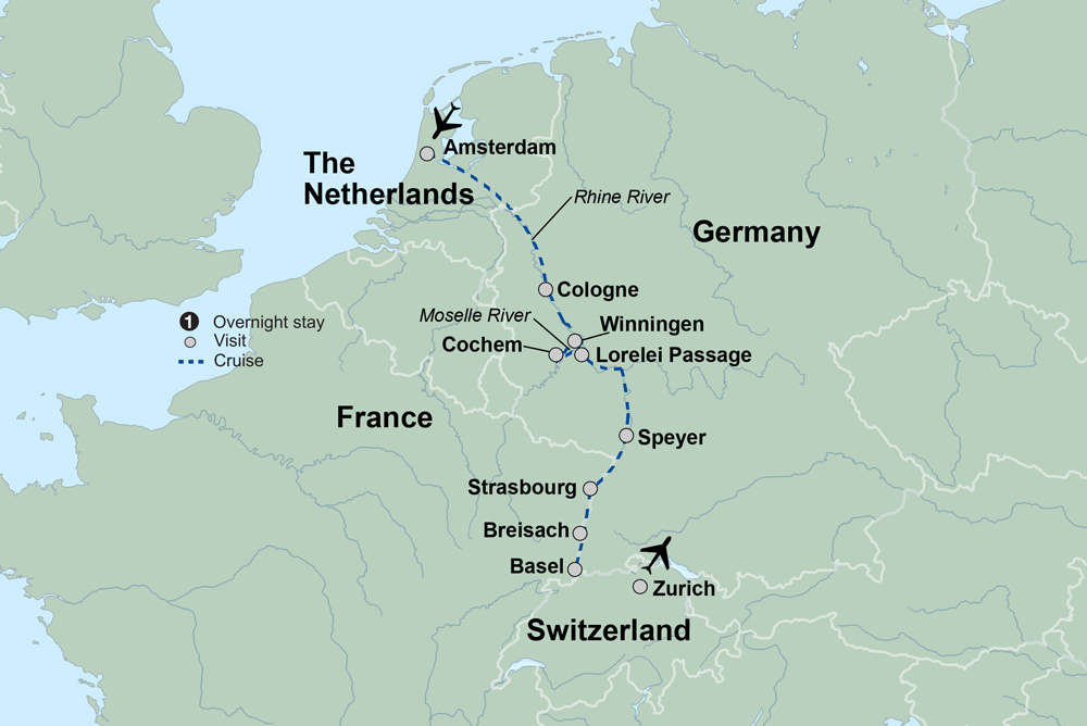 Magical Rhine & Moselle Rivers Itinerary Map
