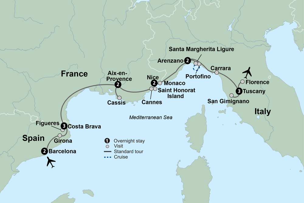 Mediterranean Coastal Journey Spain, France & Italy