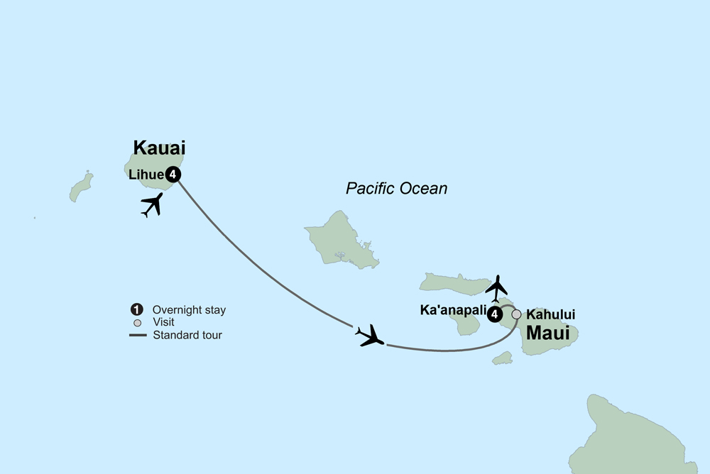 Aloha Hawaii Discovering Kauai and Maui Itinerary Map